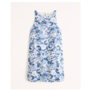 NWT!! Abercrombie & Fitch Floral High-Neck Linen Blend Mini Dress, Size Large